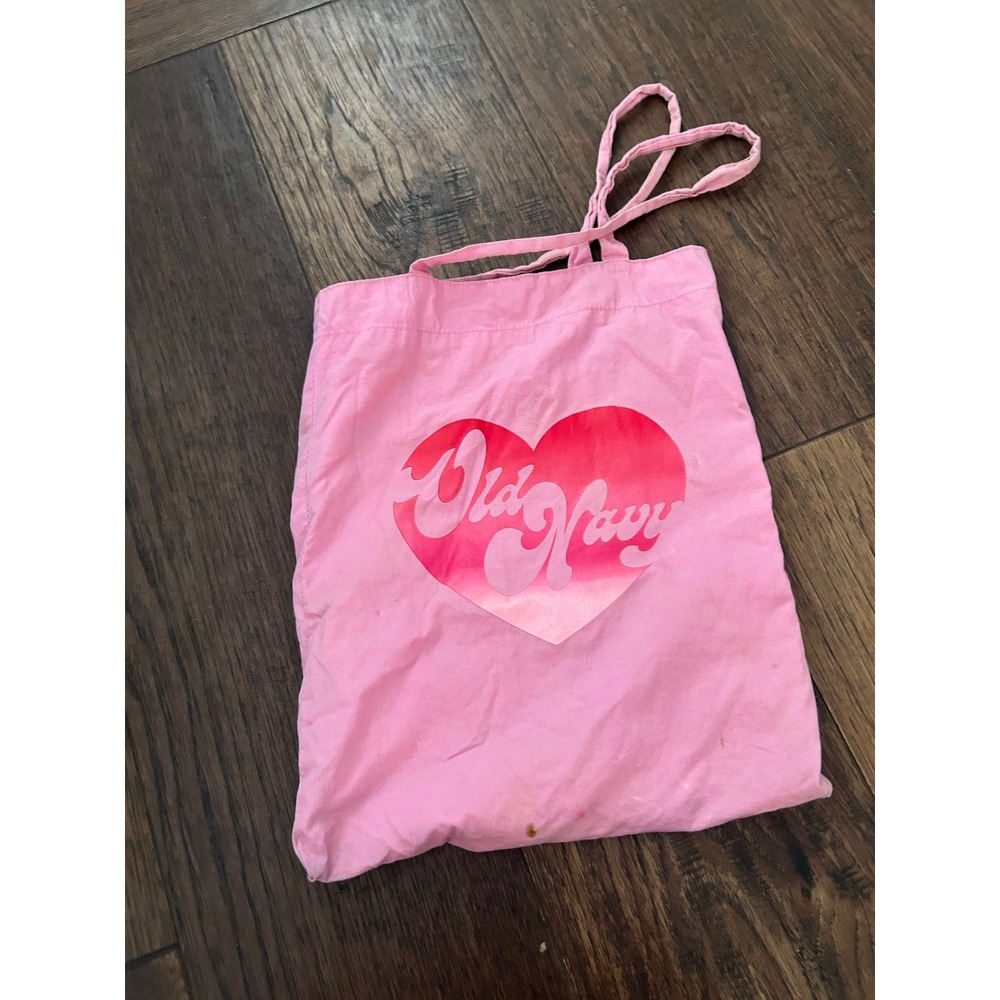 Old Navy Pink Heart Graphic Tote Bag Retro Y2K Style Shopper Bag